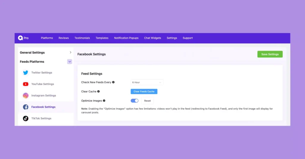 Optimize image option for Facebook feed (same for TikTok feed)