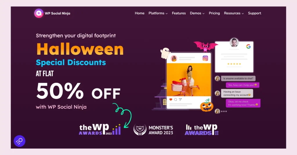 Halloween discount example from WP Social Ninja