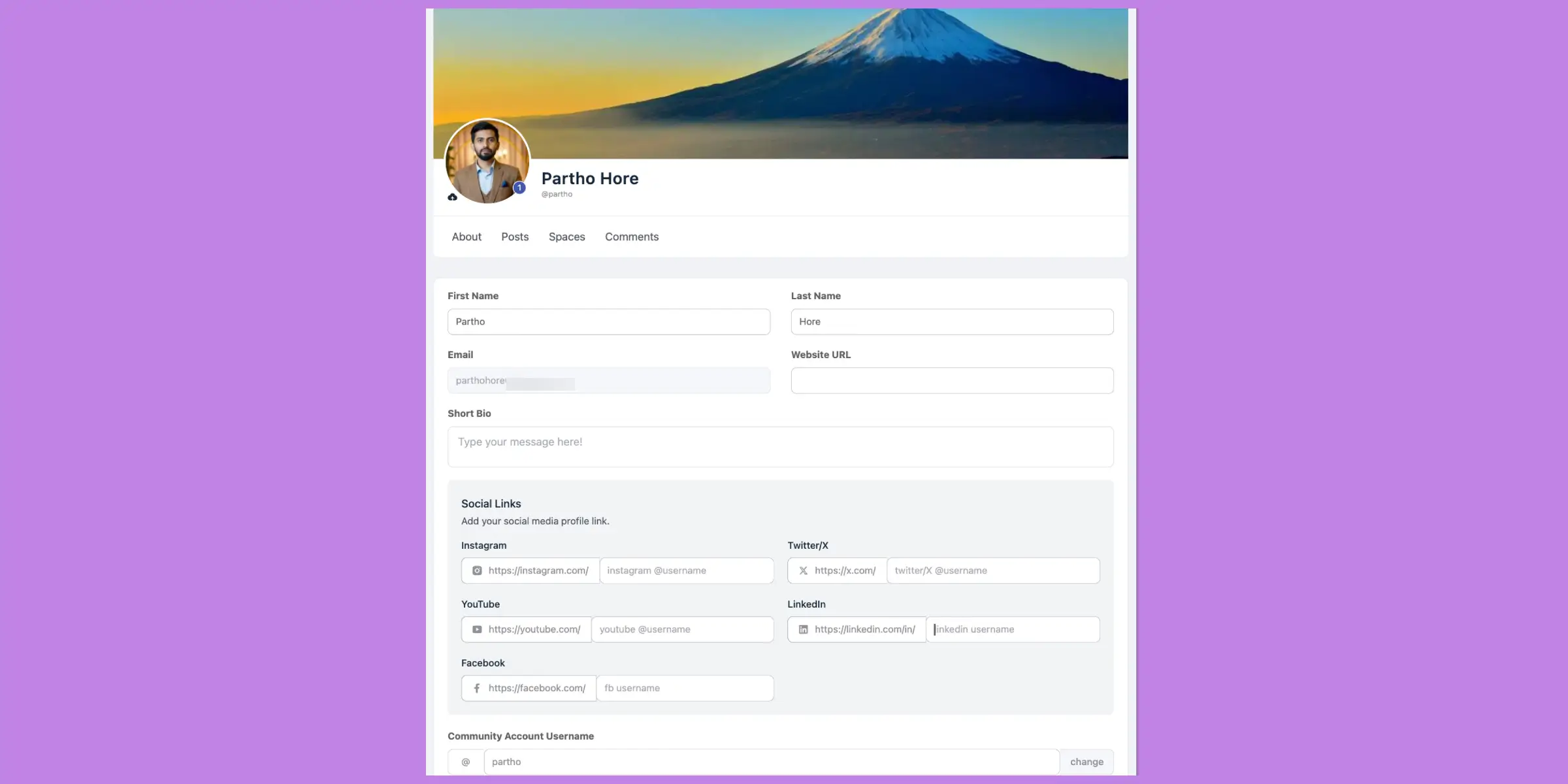 Set Personalize Profile