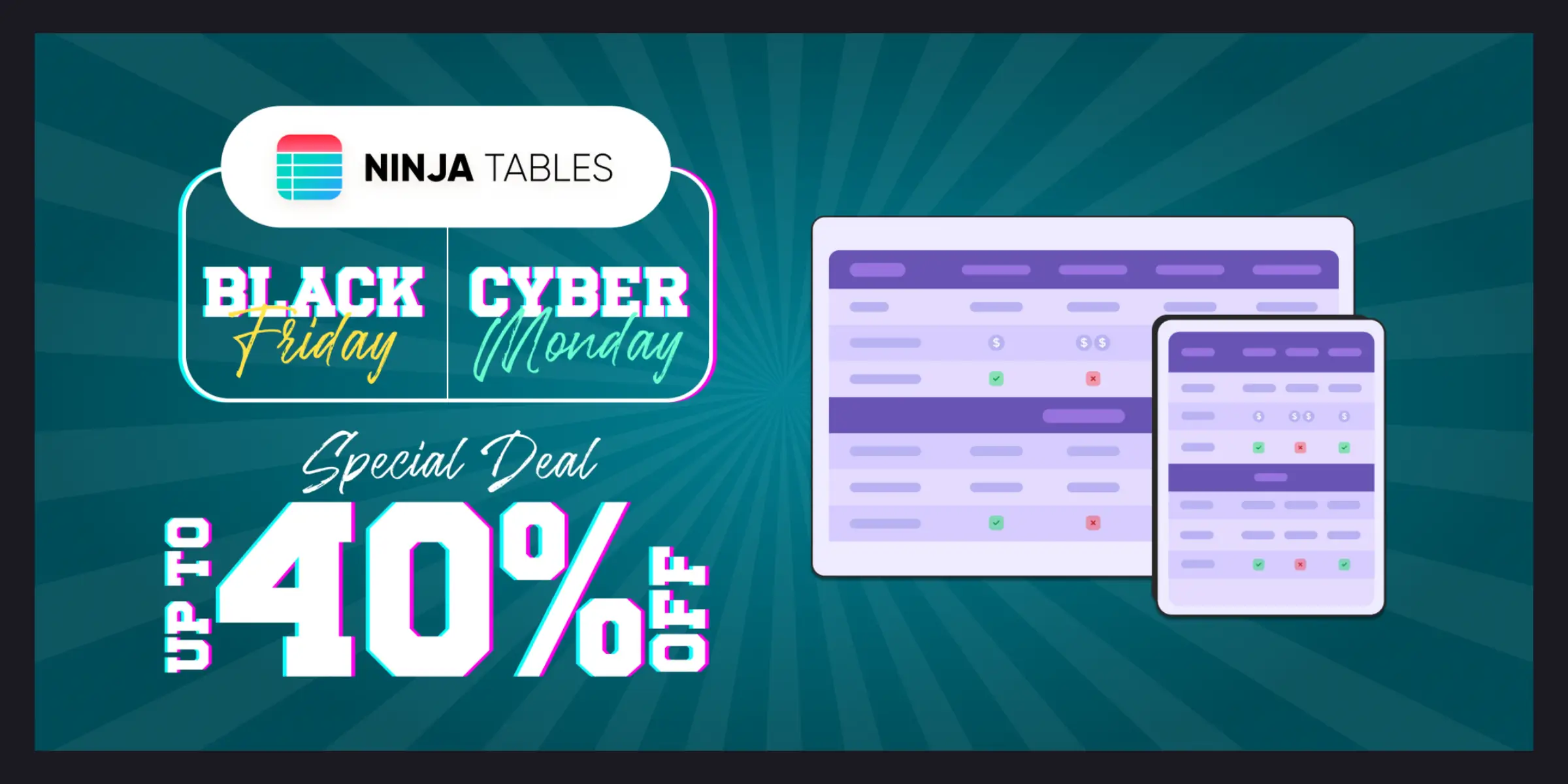 Ninja Tables WordPress BFCM Deal