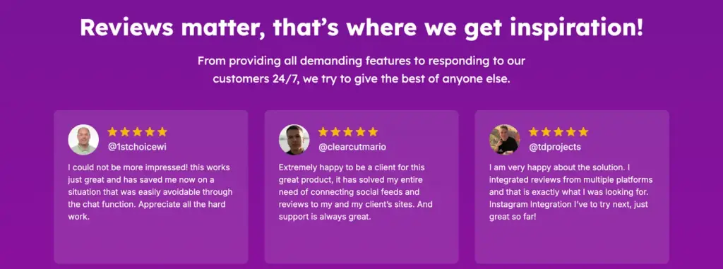 Reviews collected from the WP Social Ninja users to increase their Ecommerce sales