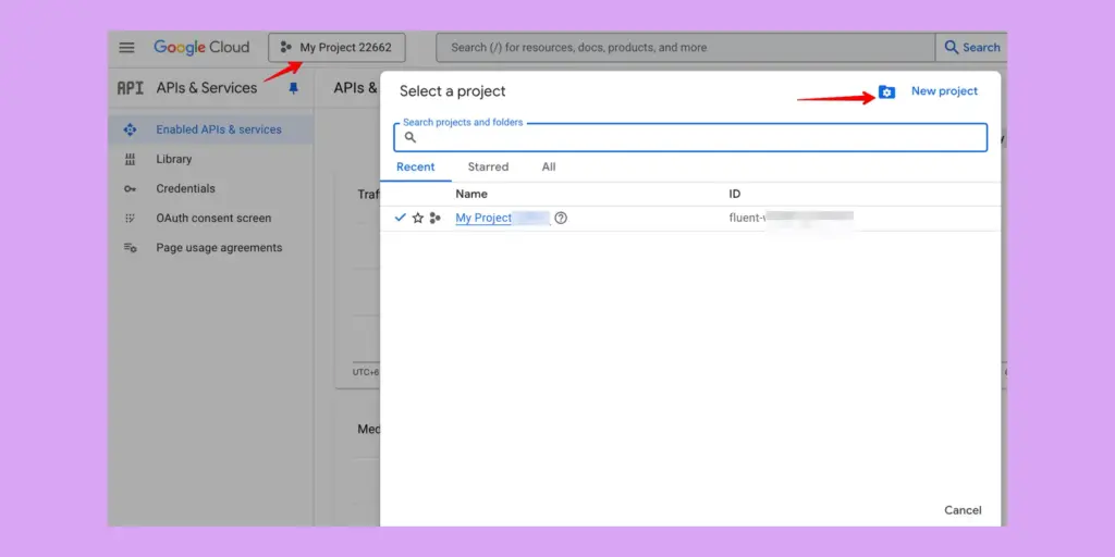 create your google cloud project