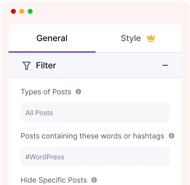 get search term and hashtag feed selection