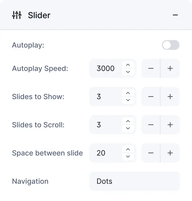 google review coolumn slider settings