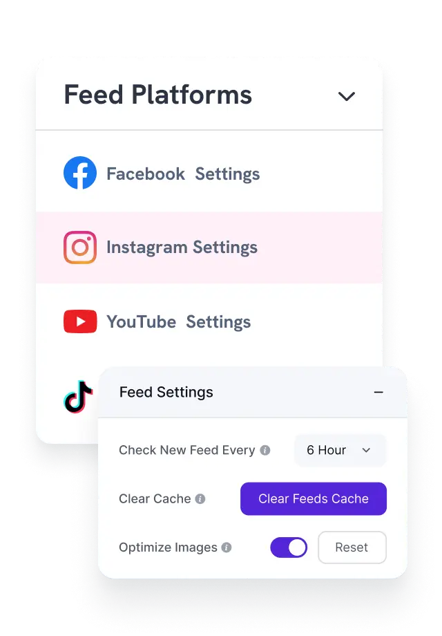 social feeds features auto sync