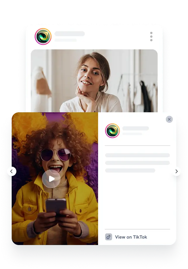 social feeds features popup lightbox