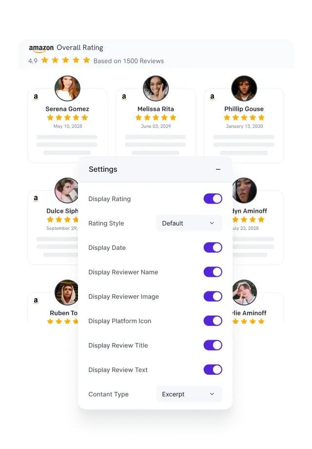 social reviews features uniform dimension