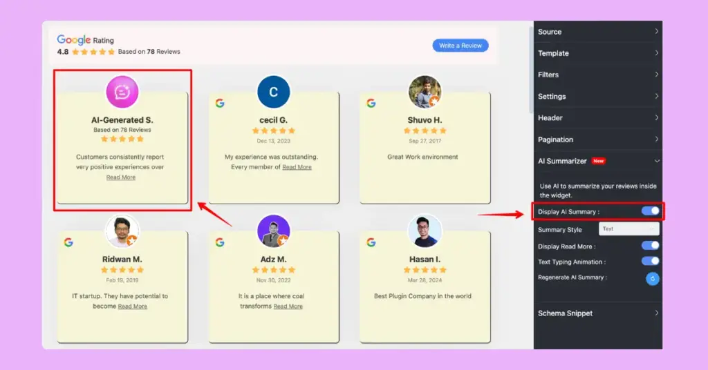 Enabling AI summary at WP Social Ninja 3.18.0