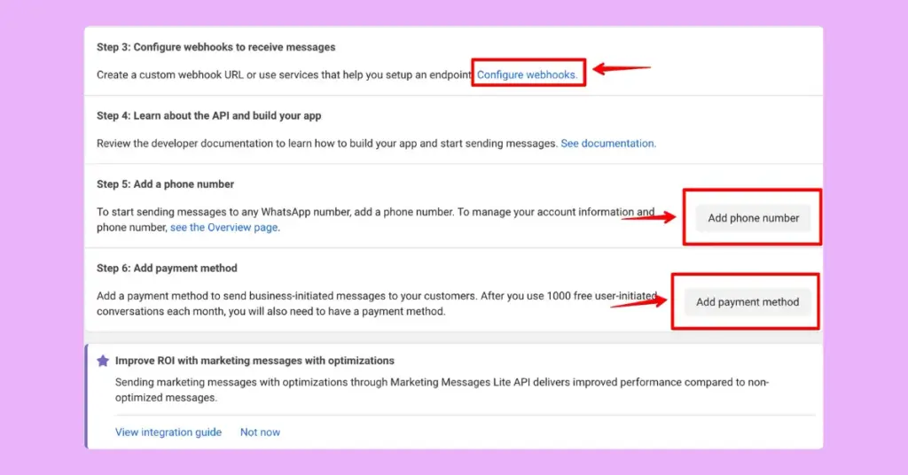 Provide necessary business information to complete set up Cloud API for WhatsApp