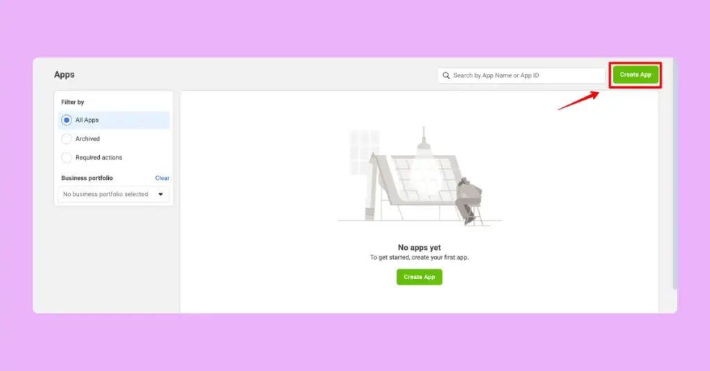 The Create App option within meta developers