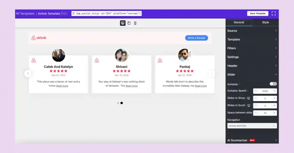 Customization of Airbnb reviews