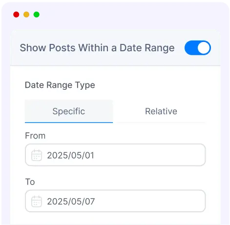 display posts by date range