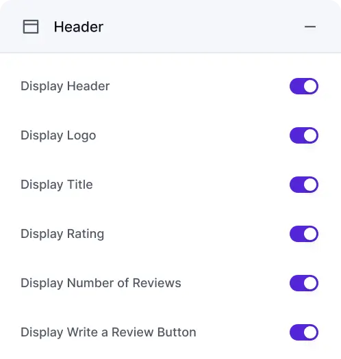 header settings