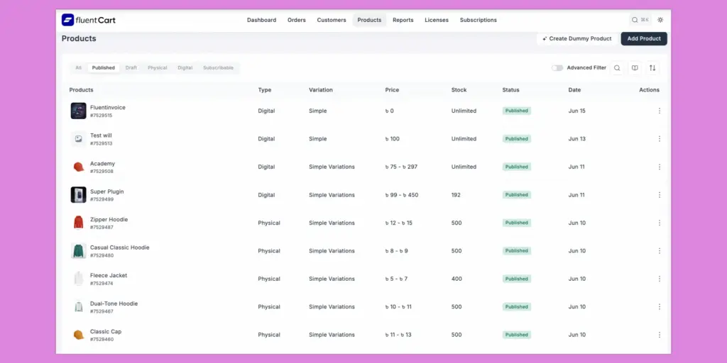 products fluentcart