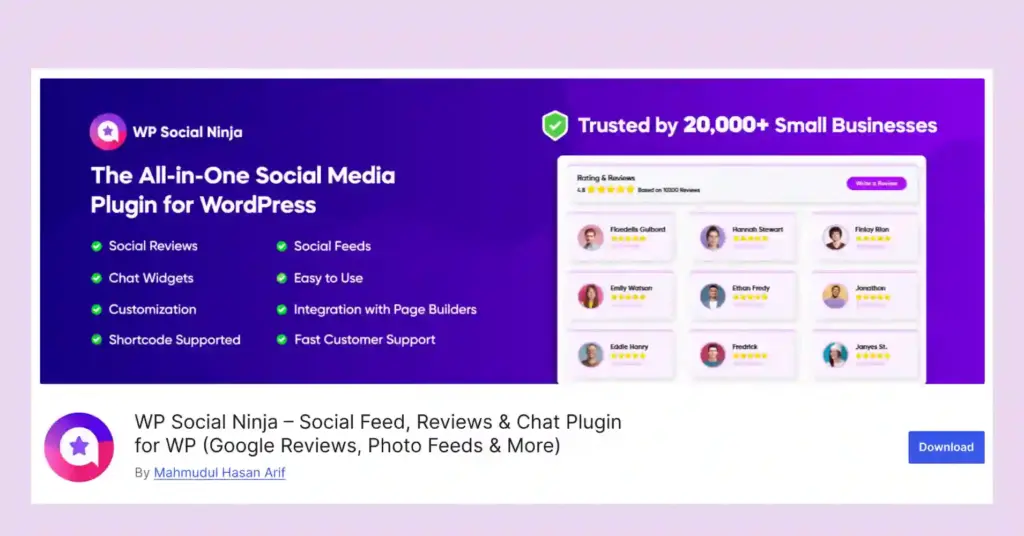 WP Social Ninja- Social reviews plugin