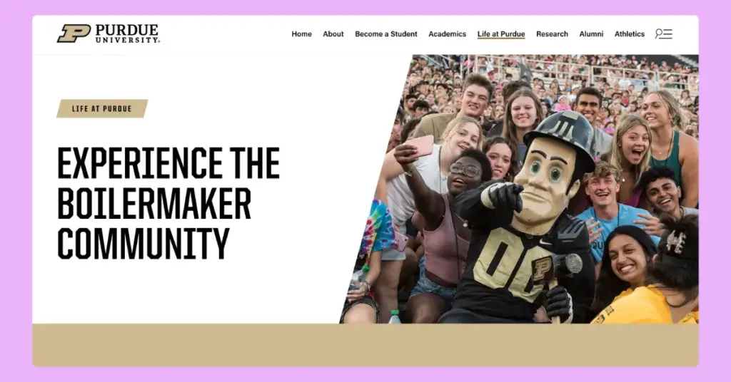 A clean, informative, and easily navigable website example from the Purdue University
