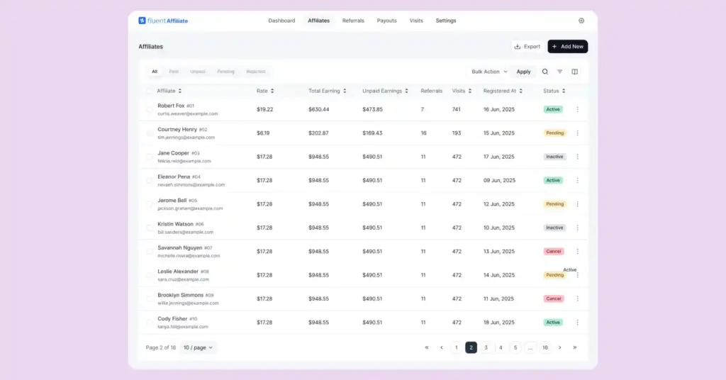 Affiliate portal