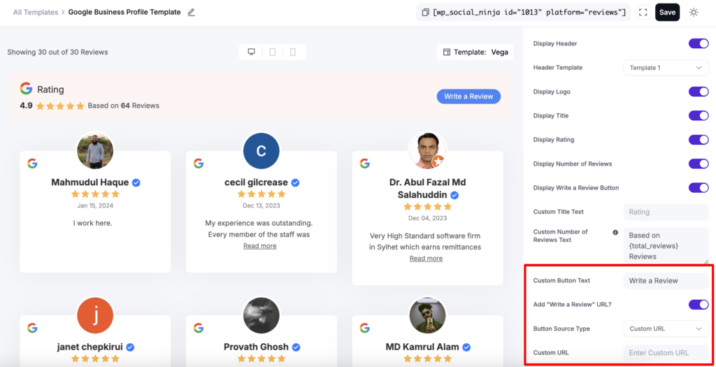 custom review button