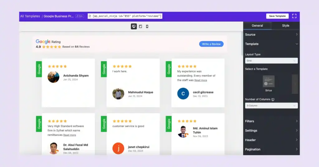 customize google review template