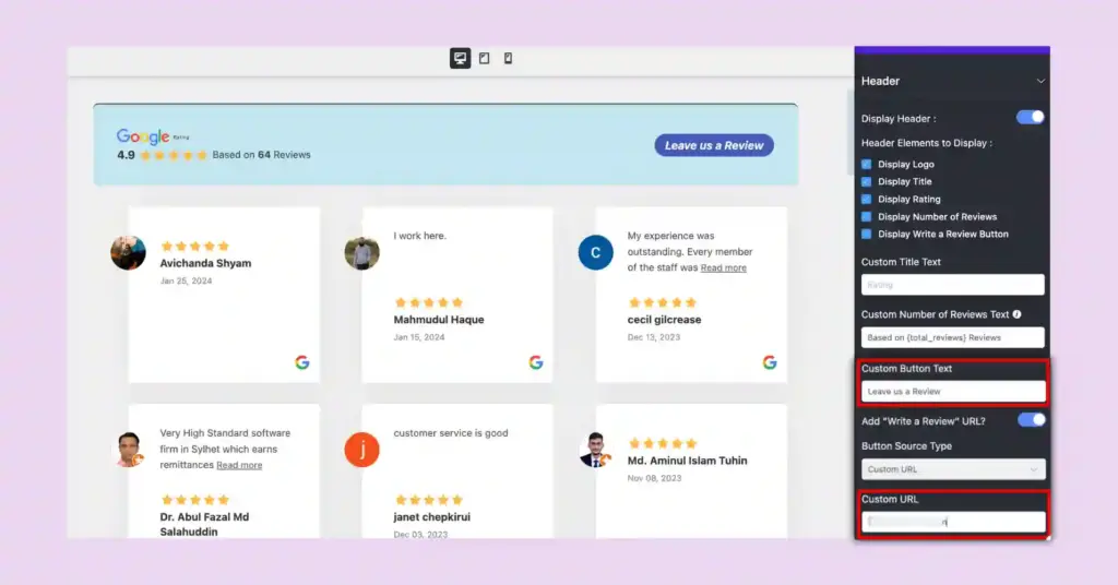 enable the write a review button