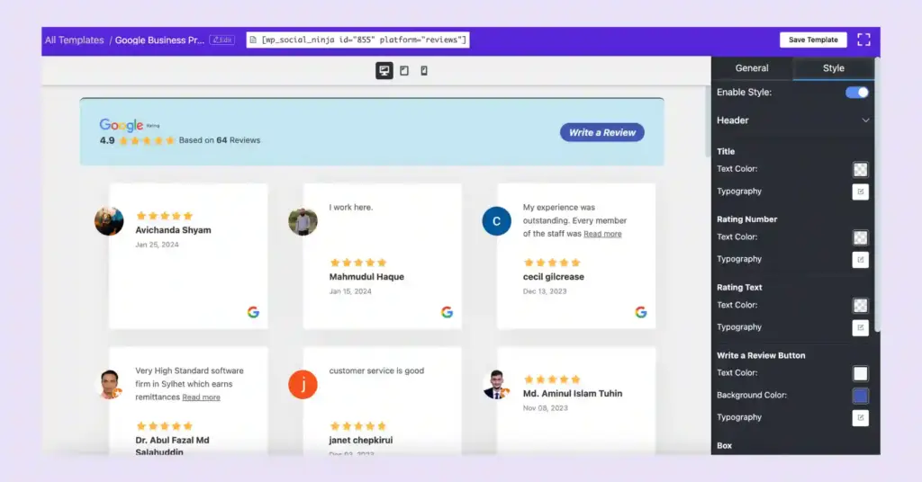 style the review button