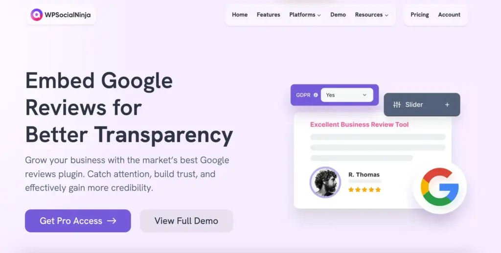 wp social ninja google reviews plugin