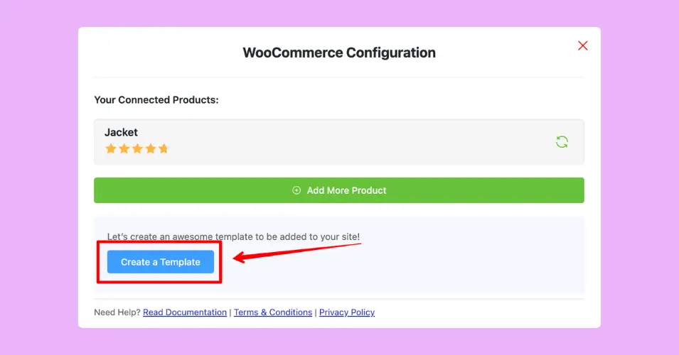 Click on the Create a Template button and it will take you to the WooCommerce reviews customization panel of WP Social Ninja