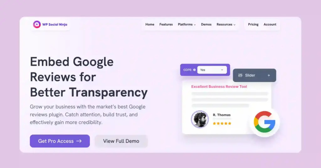 Google reviews plugin-  WP Social Ninja