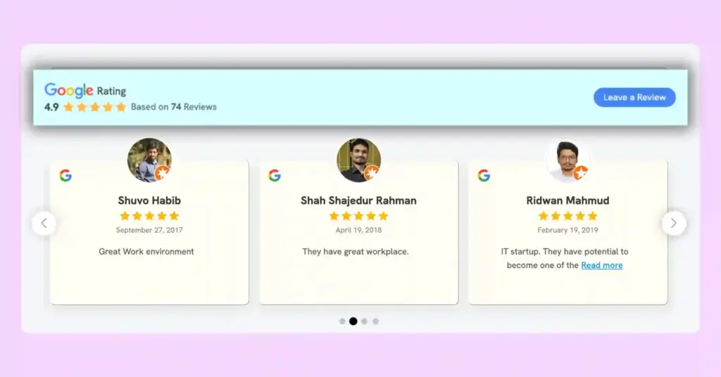 add cta button and ask for reviews on website