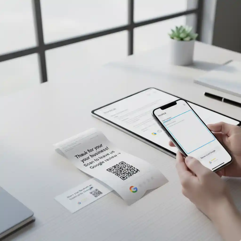 ask for reviews in receipts and invoice