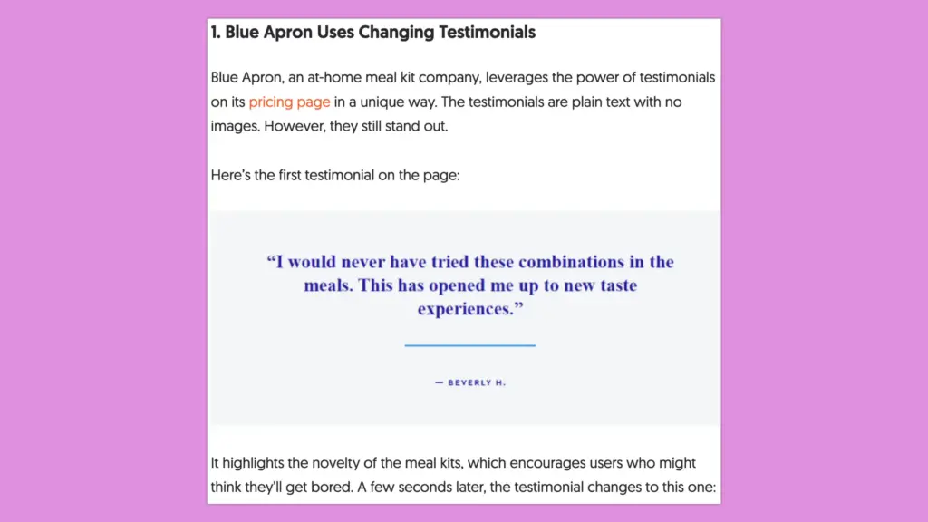 blog testimonials