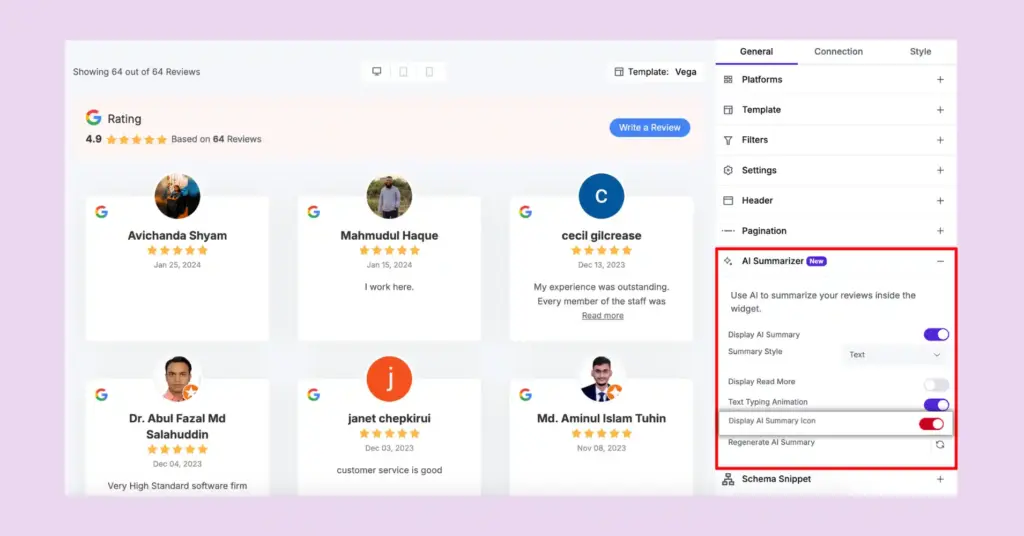 display summary icon