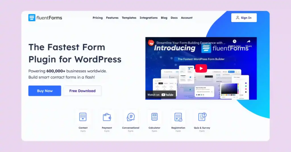 fluent forms the fastest and versatile form builder plugin