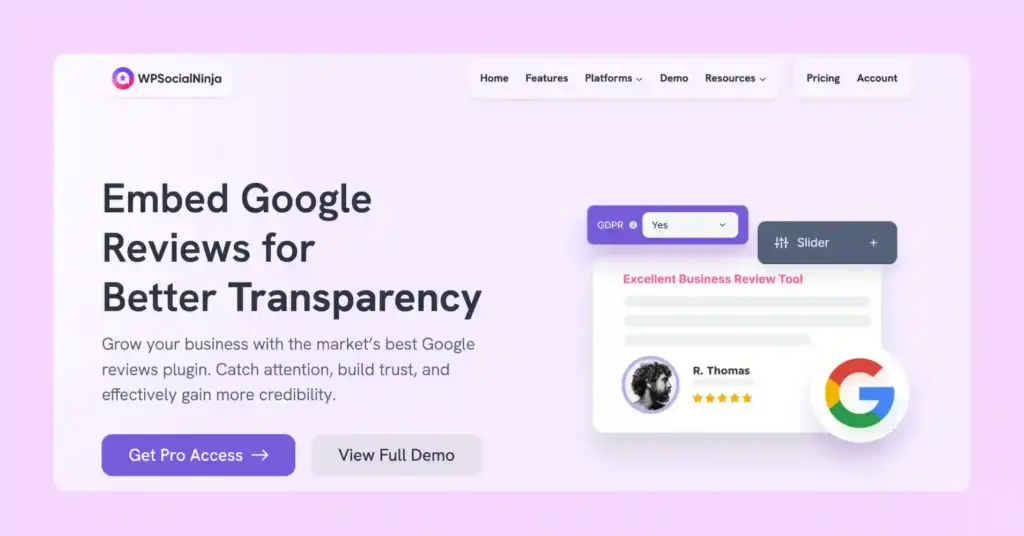 google reviews widget wp social ninja