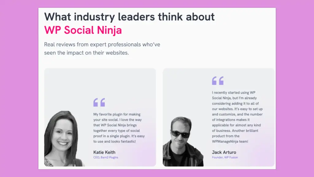 home page testimonial