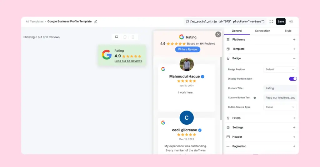 badge all review settings