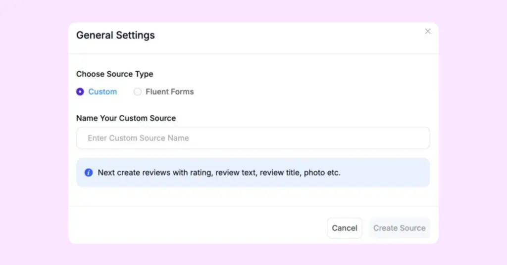 choose custom source type
