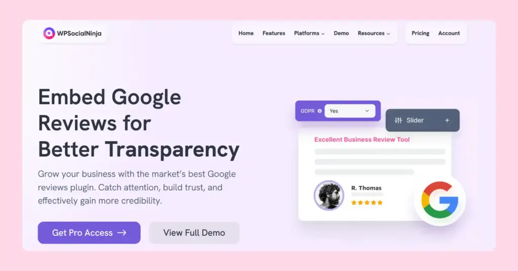 google reviews widget wp social ninja