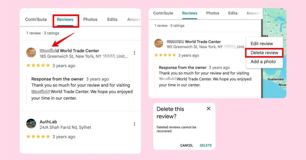how to delete a google reviews