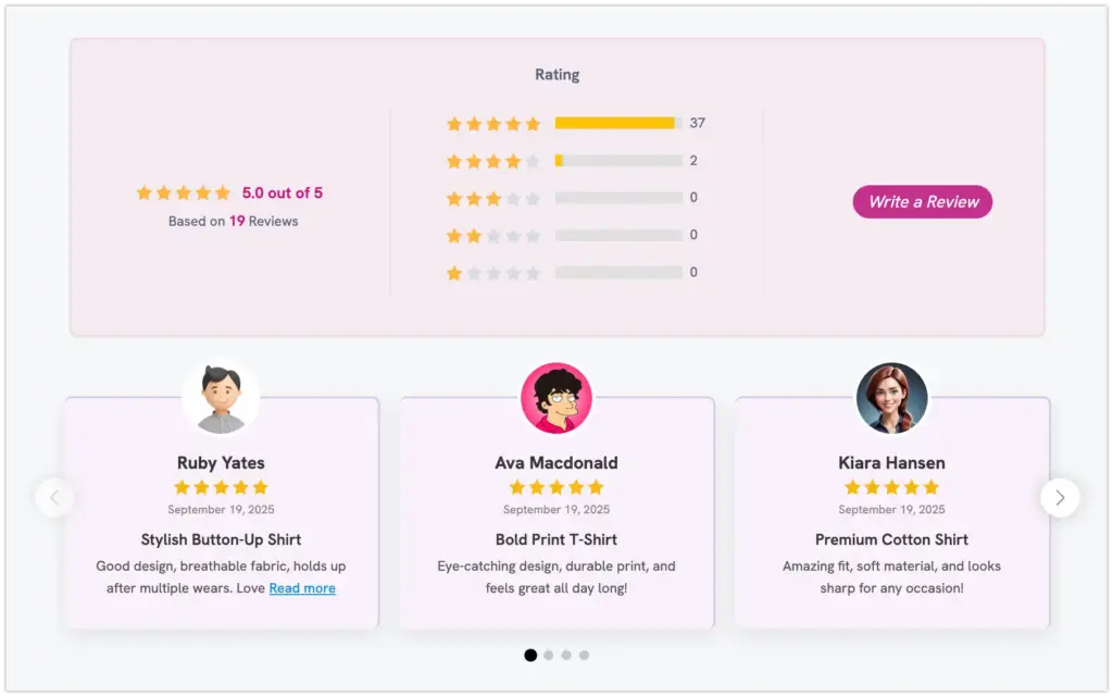 woocommerce reviews demo