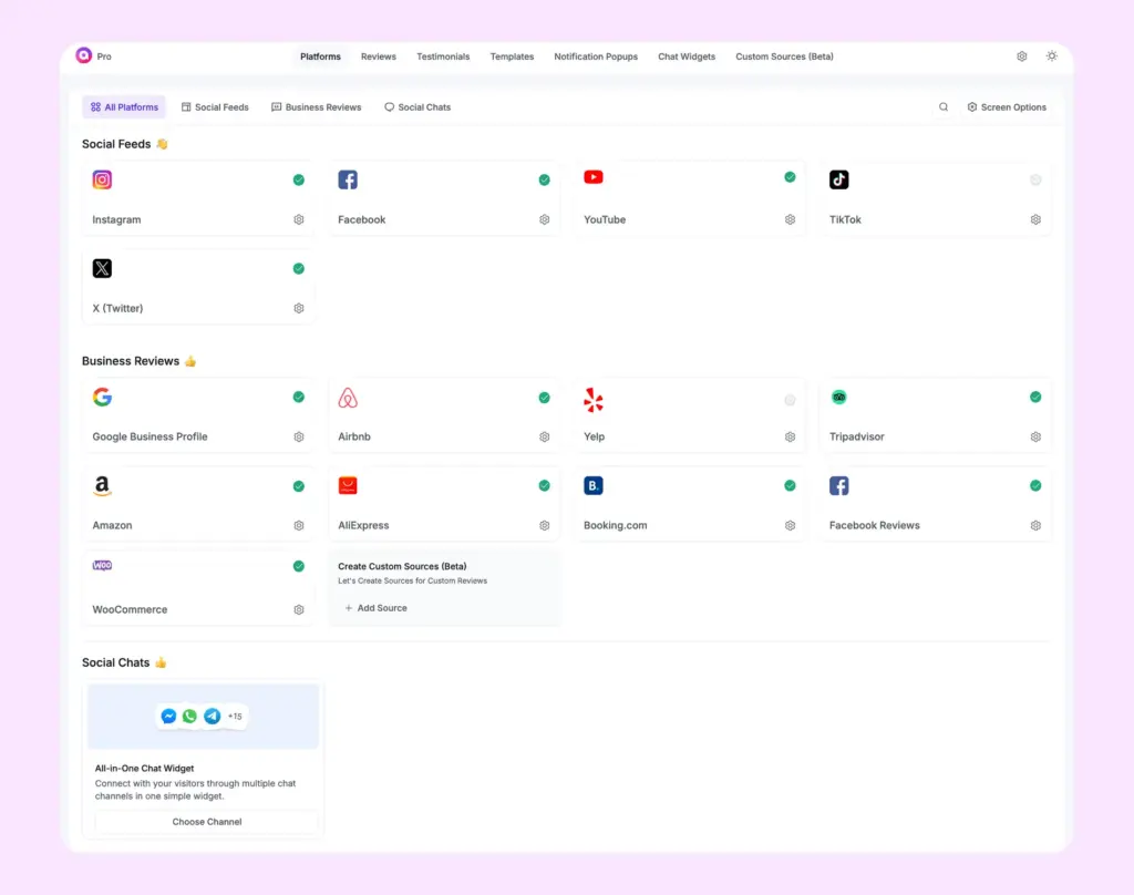 WP Social Ninja dashboard
