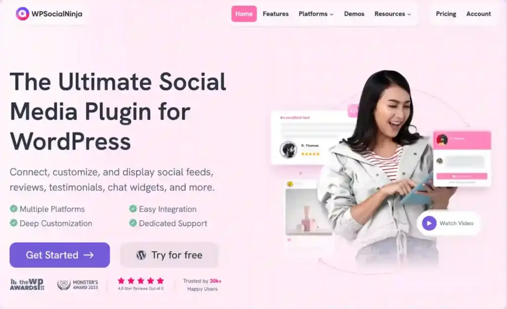 WP Social Ninja website redesigned