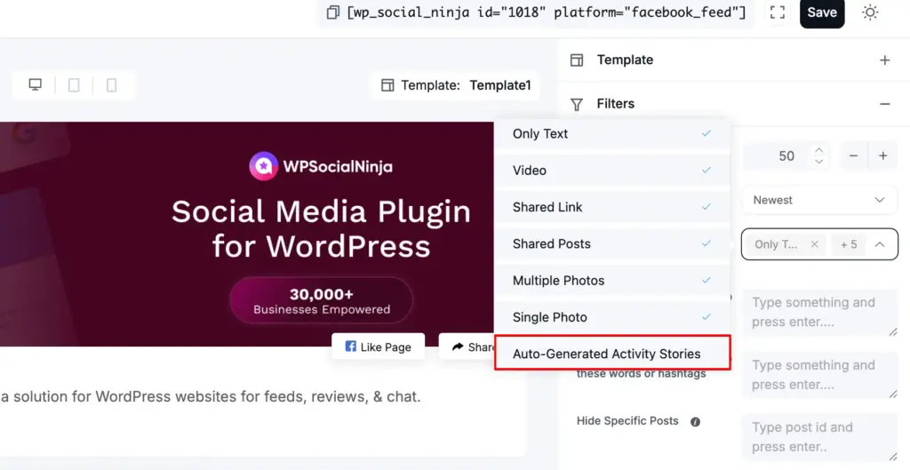 auto generated activity stories