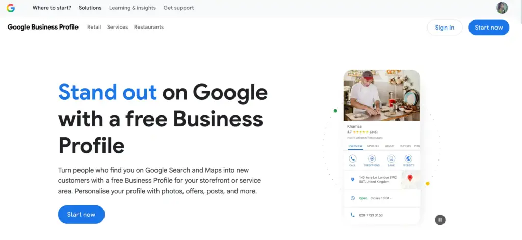 Google business profile listing