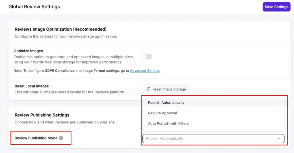 review publishing mode