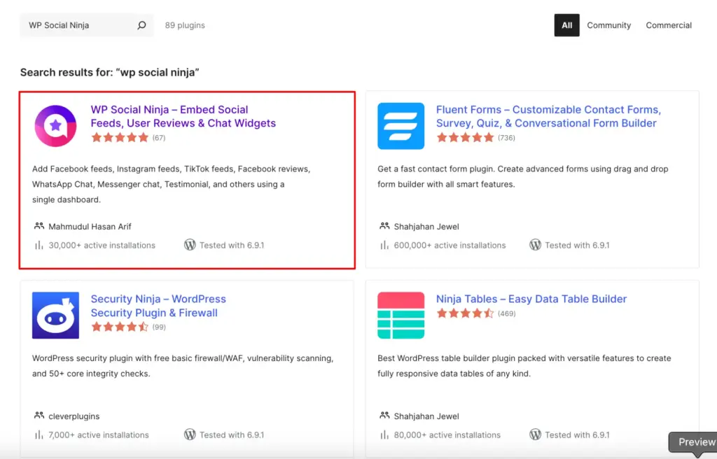 download wp socail ninja from wordpress directory