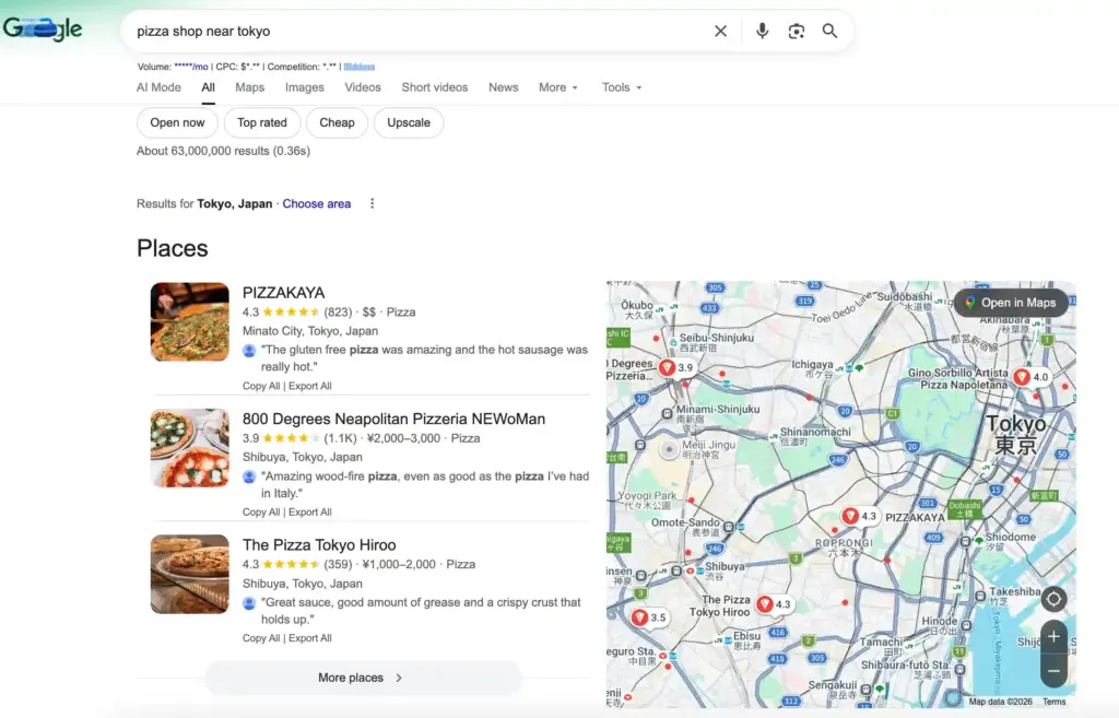 pizza shop near tokyo