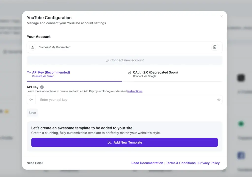 youtube configuration