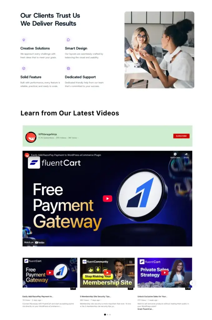 youtube widget on website