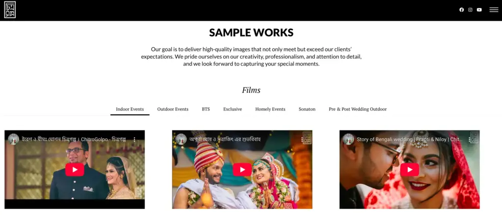 chitrogolpo showing youtube feeds on their website